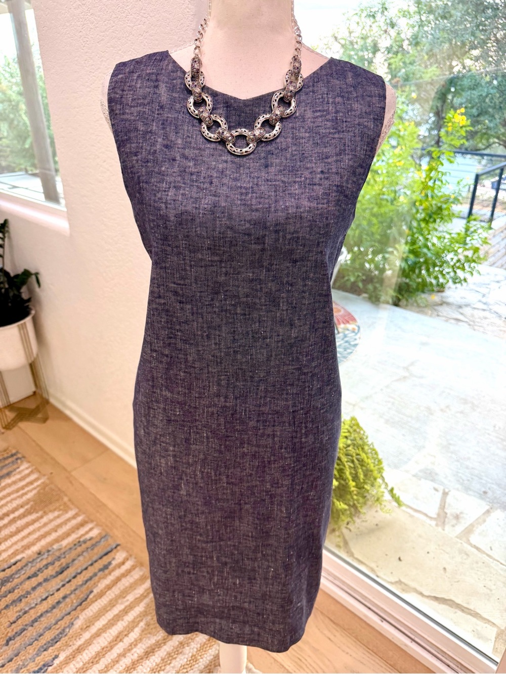 Theory Sleeveless Linen Sheath Dress SZ 2 Tunic Dress With Side Pockets